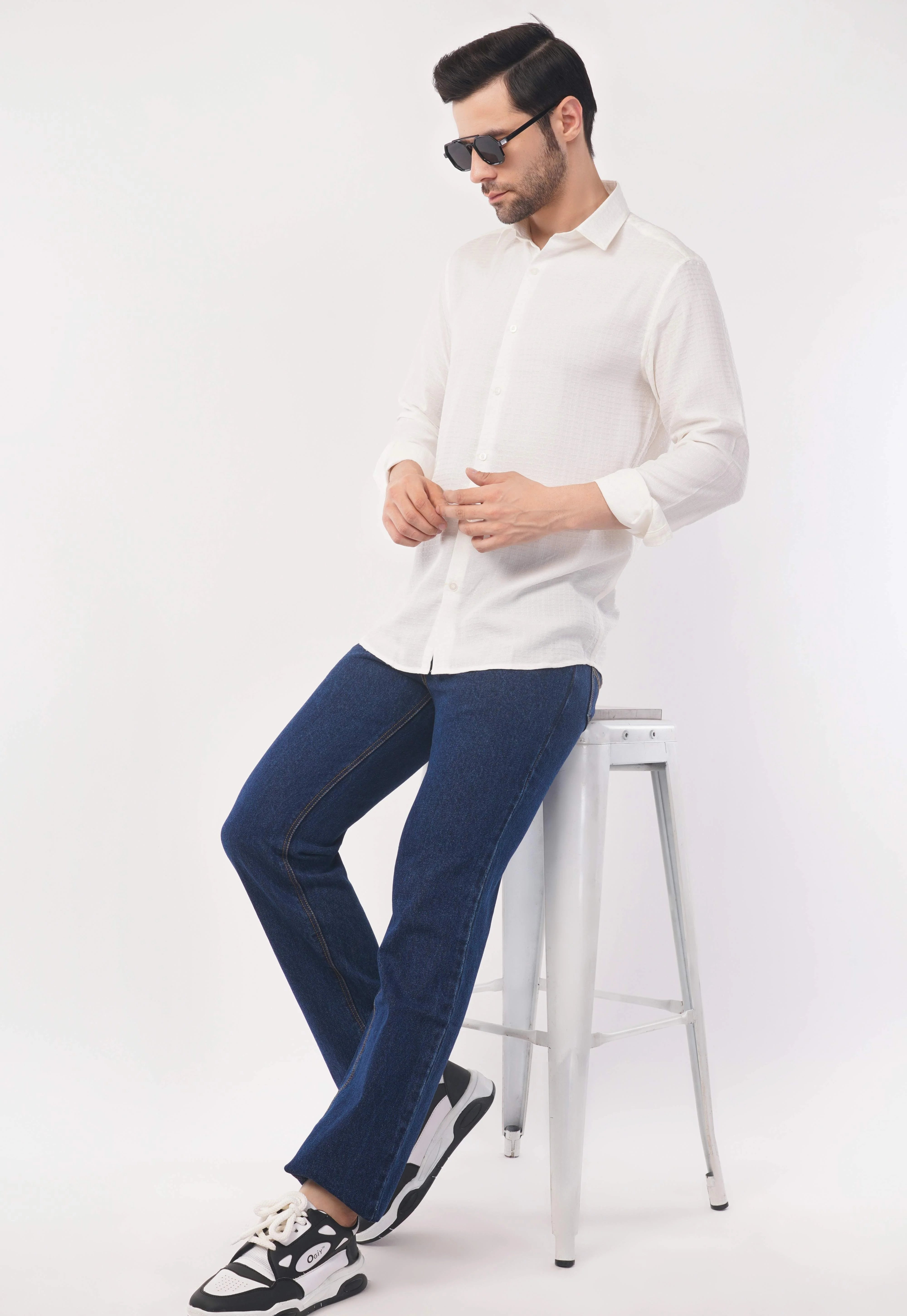 Snow Weave Classic White Full Sleeve Shirt